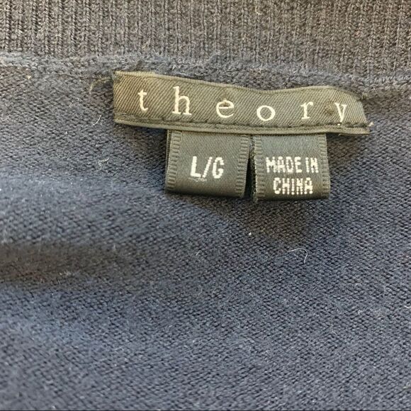 Theory navy wool long sleeve crewneck sweater Sz L - Picture 4 of 9